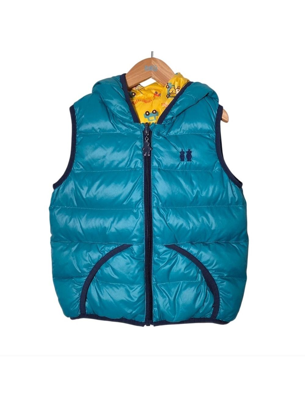 Teletubbies Kids' Teal Hooded Reversible Puffer Vest 4